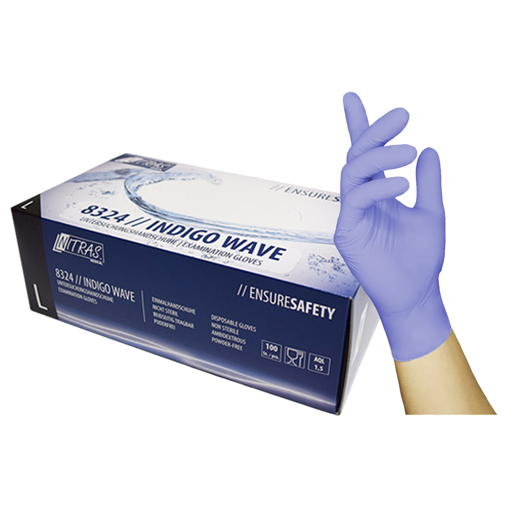 Nitril-Einweghandschuhe "INDIGO WAVE" von NITRAS Medical