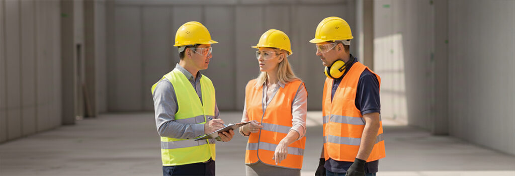 Industriehelm und Bauhelm: gehört zur PSA-Ausstattung für Bauleiter